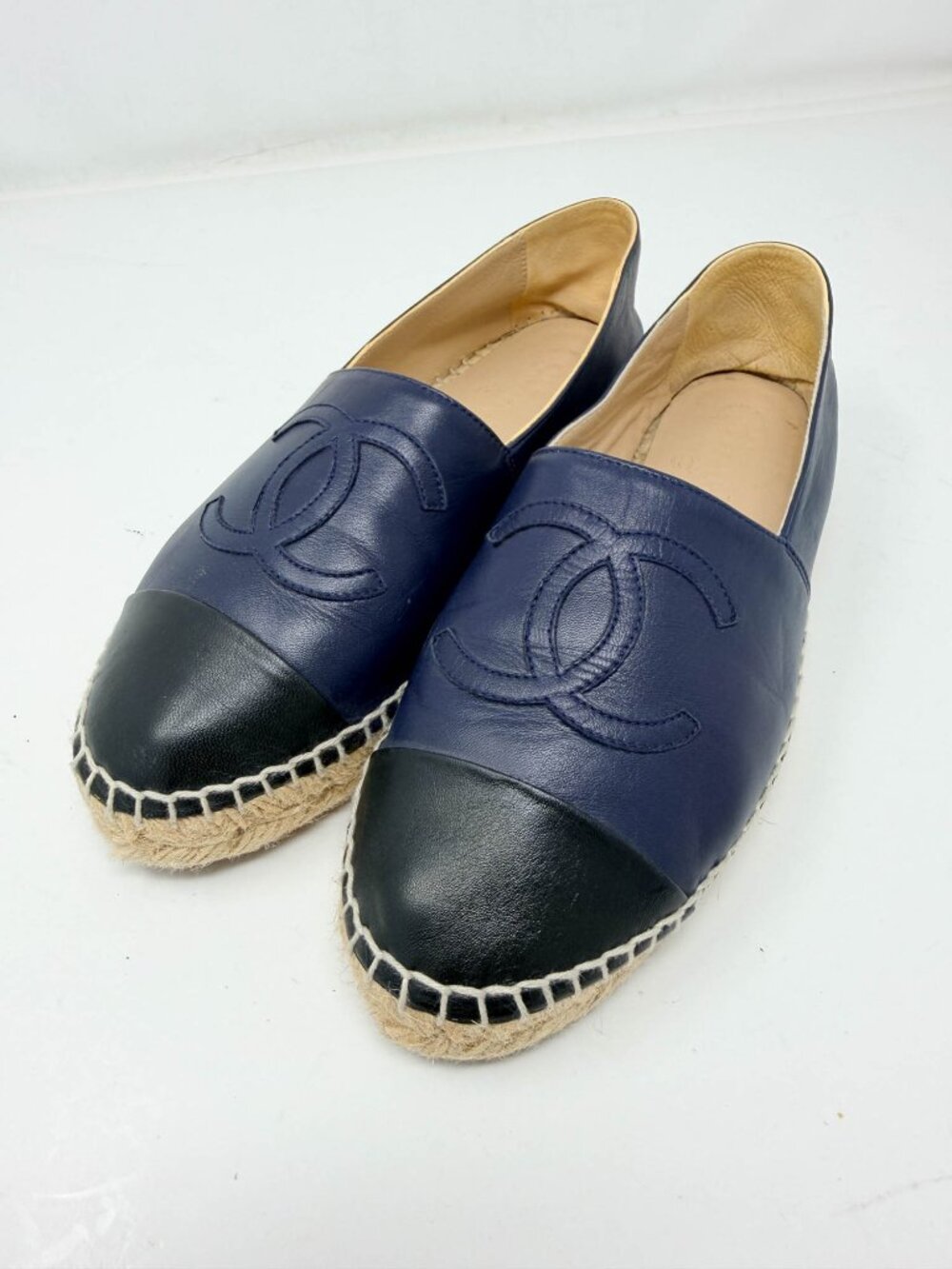 Chanel Leather Espadrilles - Navy & Black